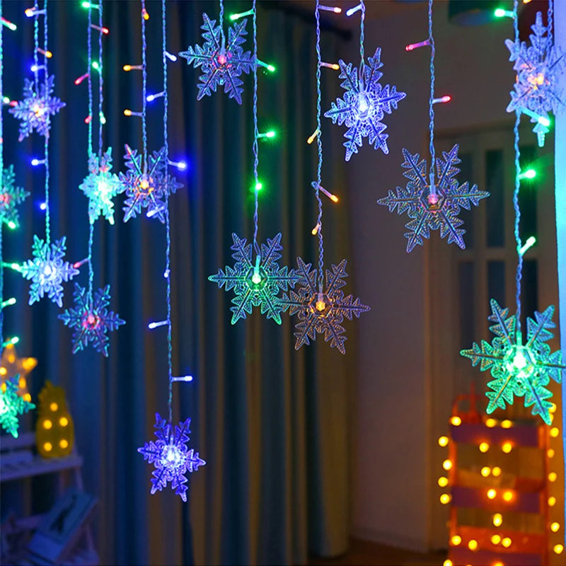 Christmas Snowflakes Flashing Curtain Holiday
