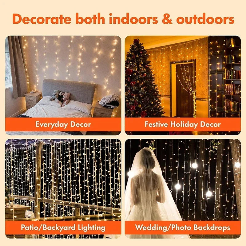 Twinkling Christmas Window Curtain Lights
