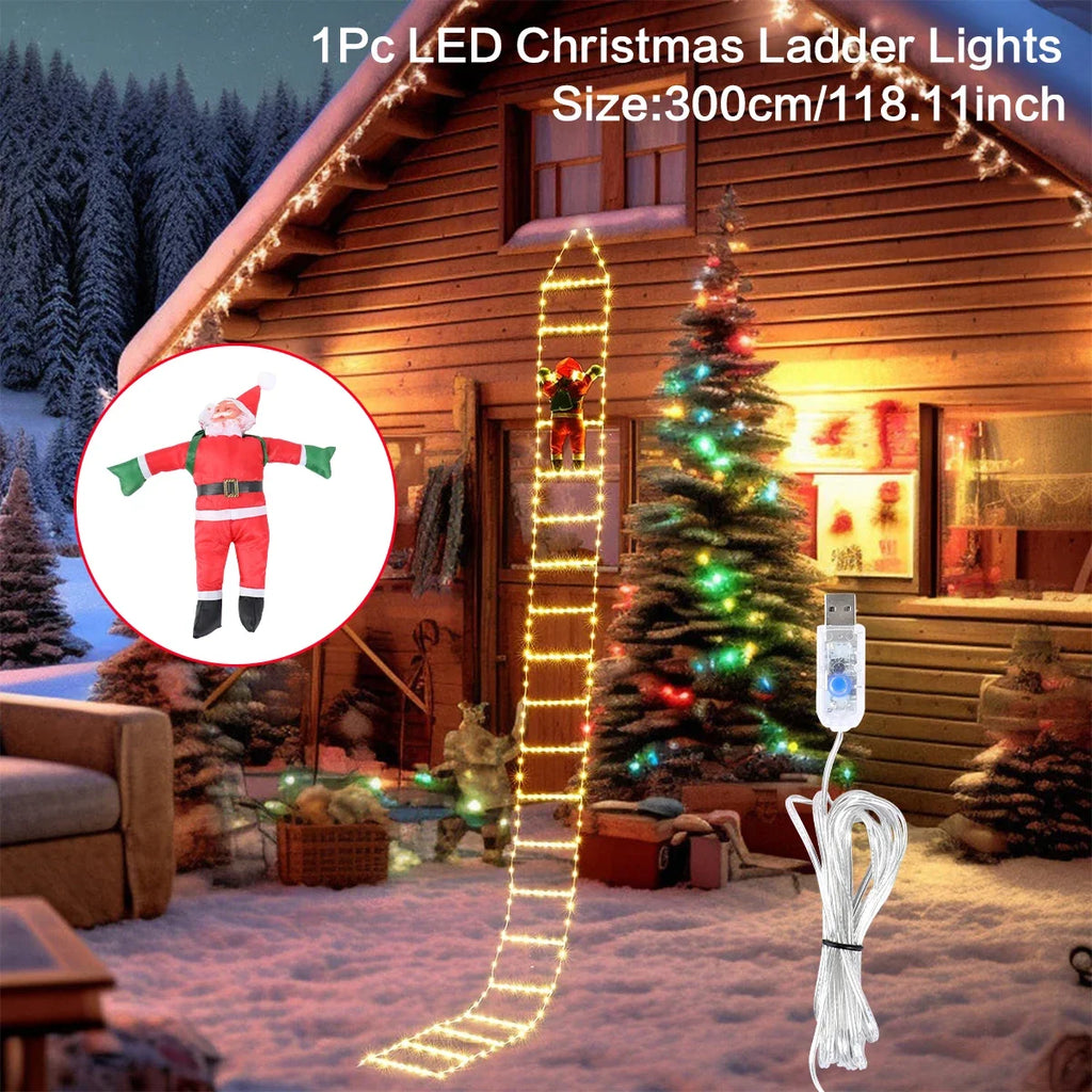 Santa Claus Climbing Ladder Outdoor Christmas Decoration