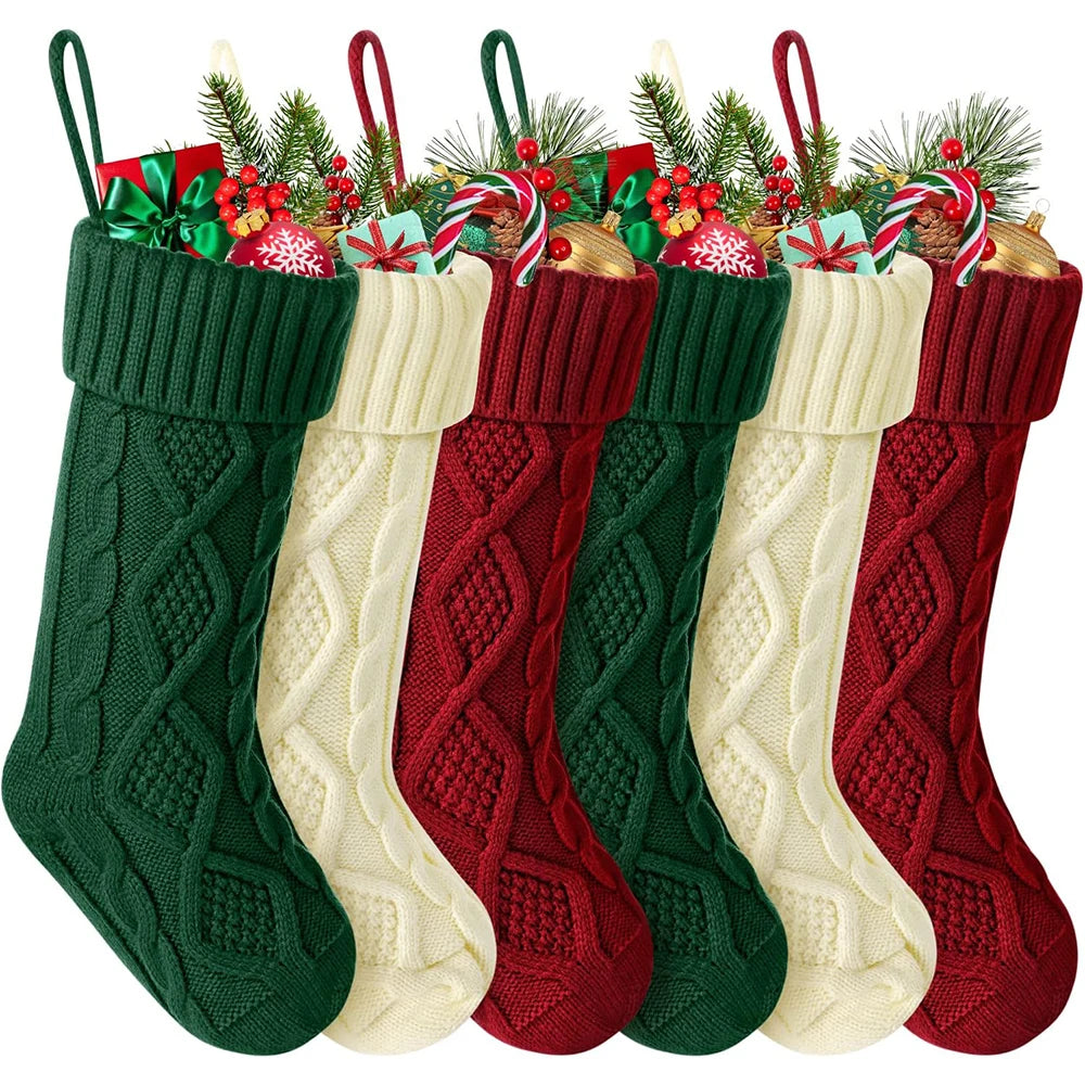 Family Cable Knit Christmas Stockings