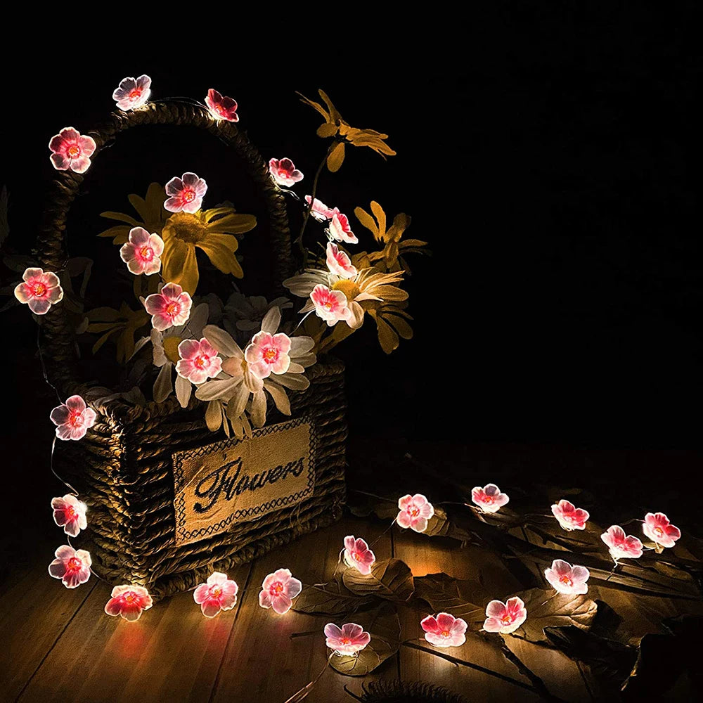 Blush Holiday Blossom String Lights