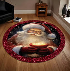 Santa Snowflake Round Holiday Rug