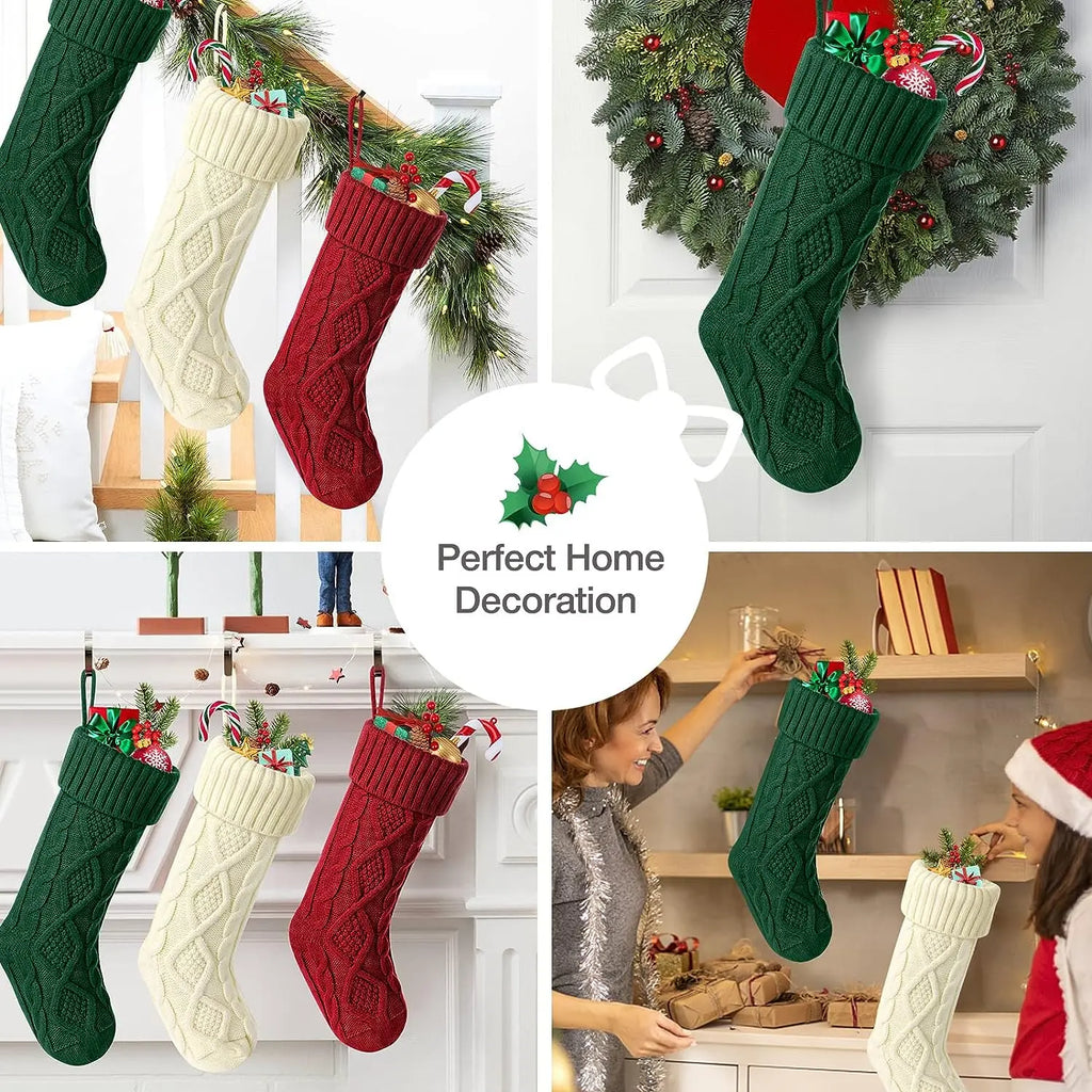 Family Cable Knit Christmas Stockings