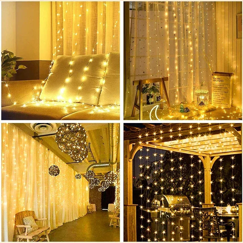 Twinkling Christmas Window Curtain Lights