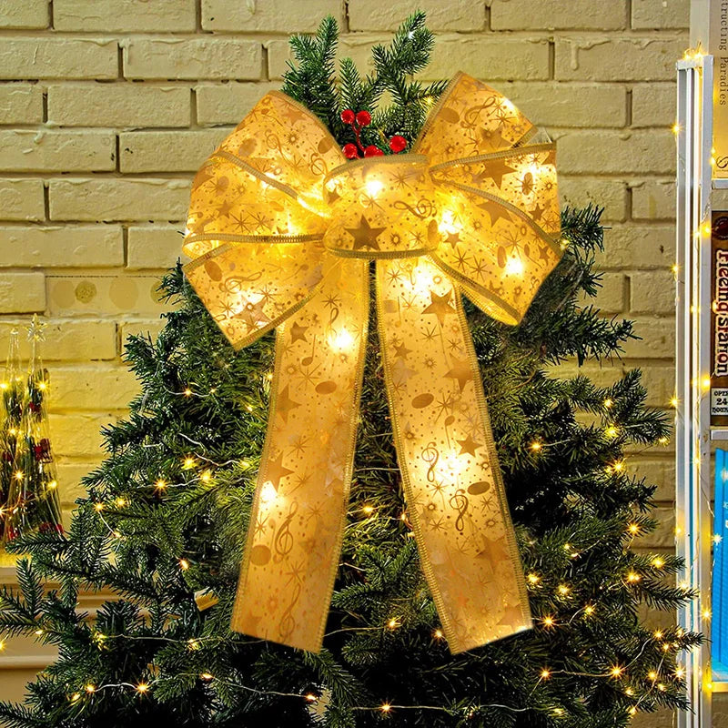 Christmas Tree Bow Ribbon Topper Hanging Ornament