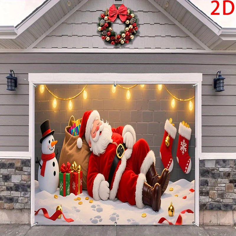 Christmas Santa Claus Garage Door Banner