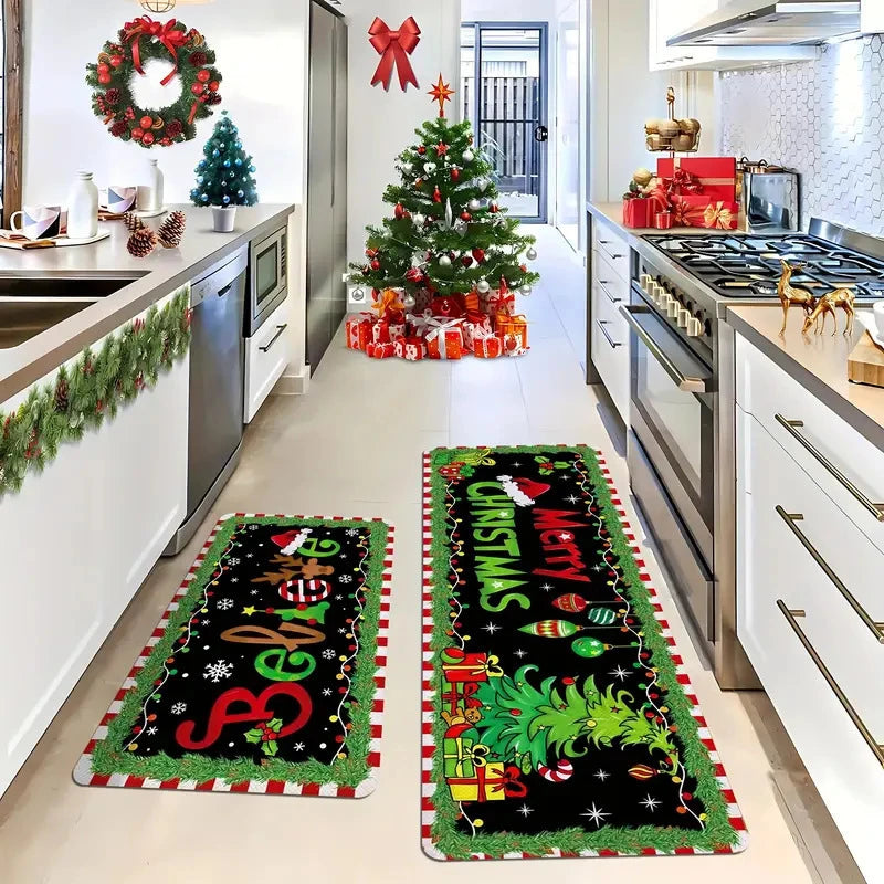 Christmas Cookies Tree Red Color Floor Mat