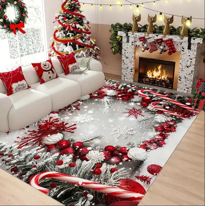 Festive Snowflake Holiday Rug