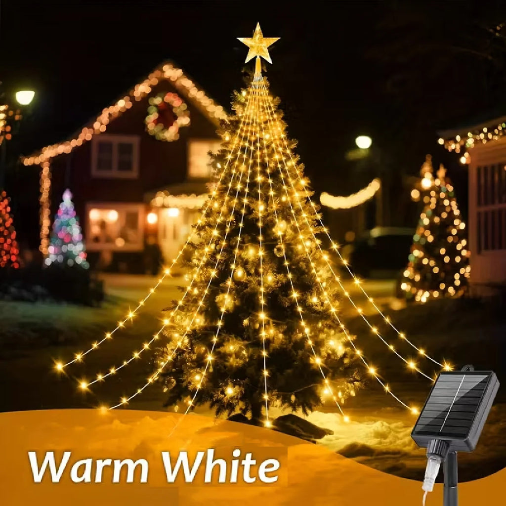Solar Star Waterfall Holiday Lights