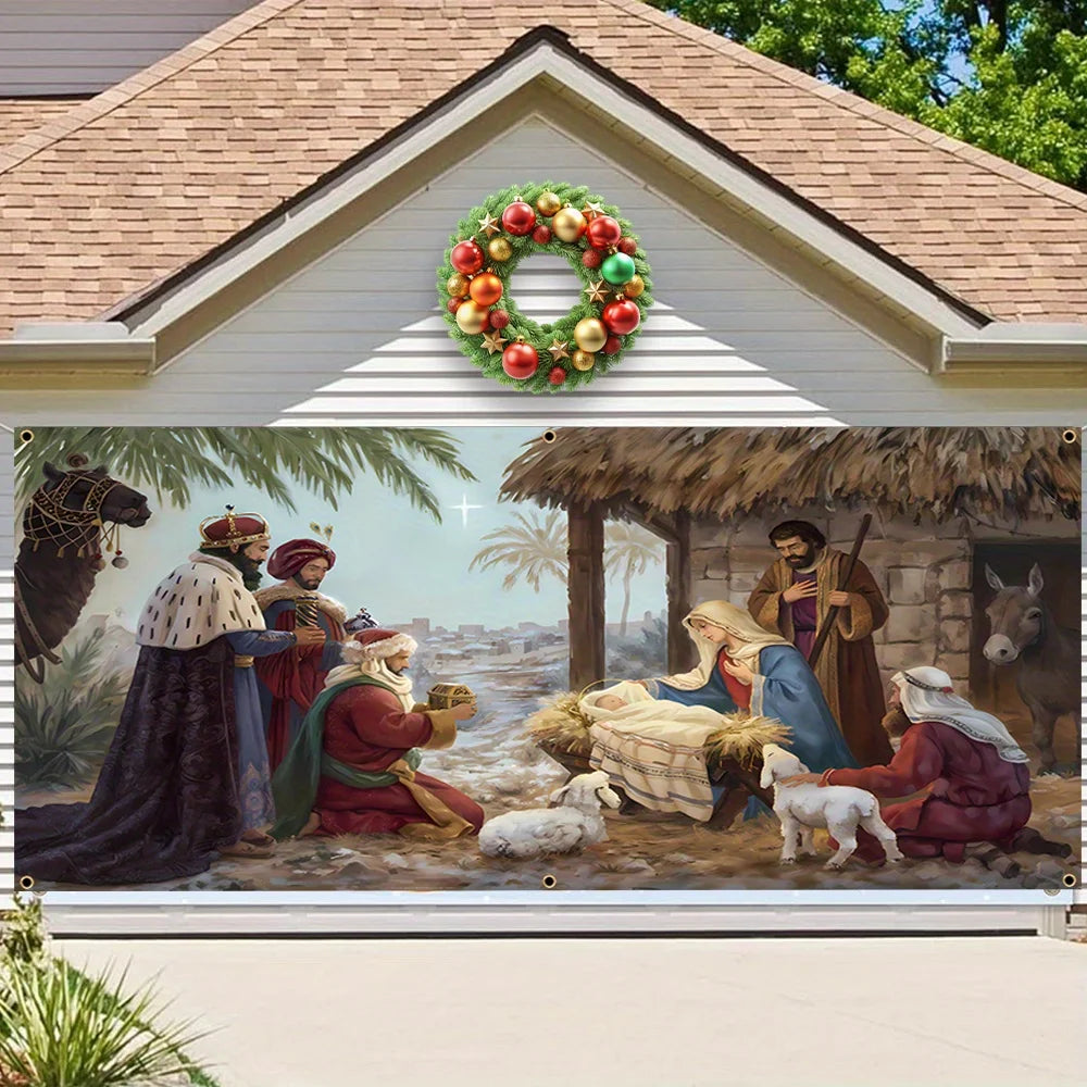 Christmas Jesus Birth Garage Door Banner