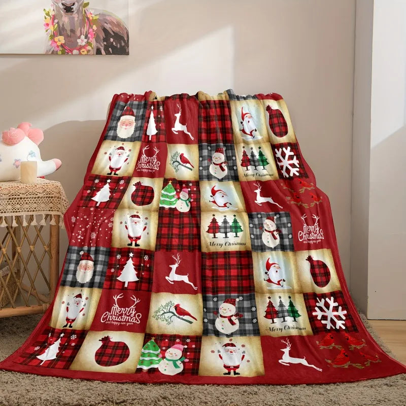 Santa Snowman and Reindeer Throw