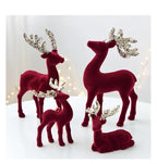 Christmas elk glitter burgundy flocked deer ornament,