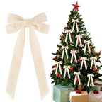 Velvet Bows Christmas Tree Decorations,Pink Large Topper