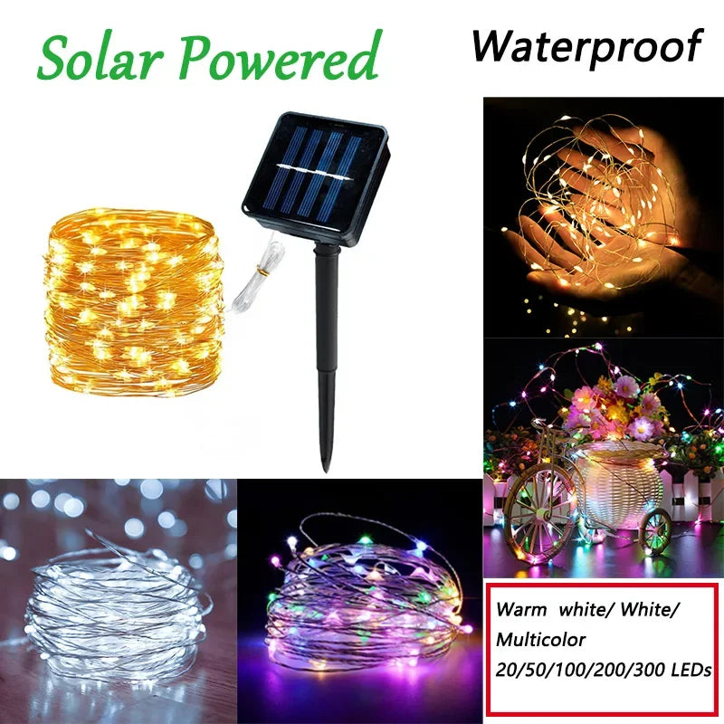 Solar Christmas Path Garland Lights