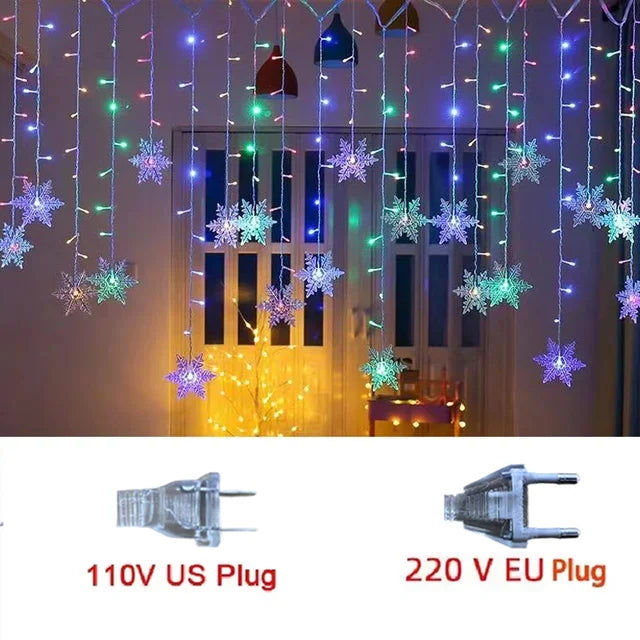 Christmas Snowflakes Flashing Curtain Holiday