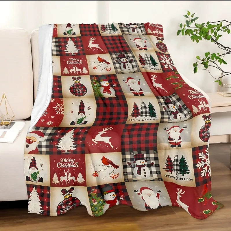 Christmas Pattern Throw Flannel Blanke