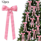 Velvet Bows Christmas Tree Decorations,Pink Large Topper