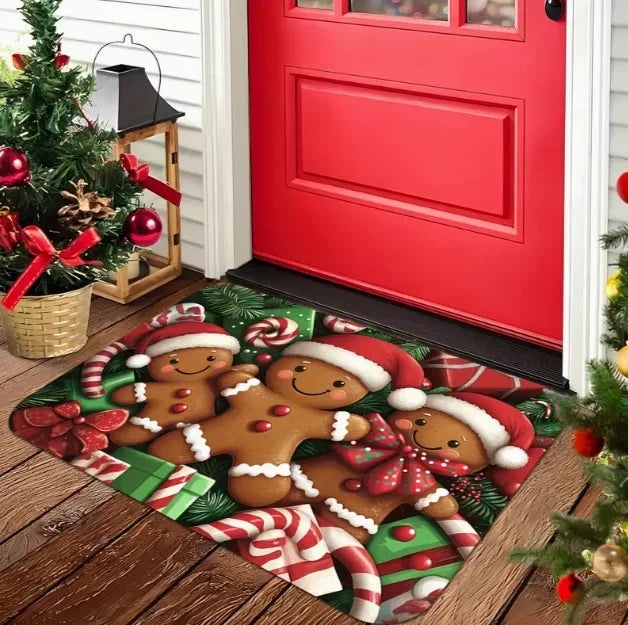 Cheerful Christmas Gnome Door Mat