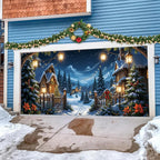 Christmas Night Village Scene Garage Door Banner