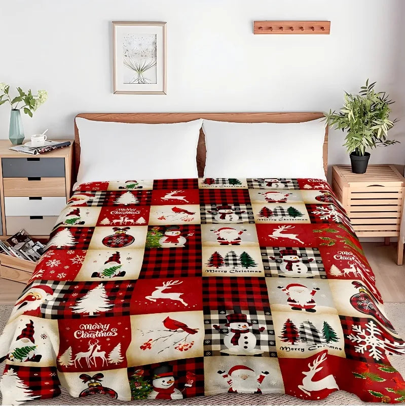 Christmas Pattern Throw Flannel Blanke