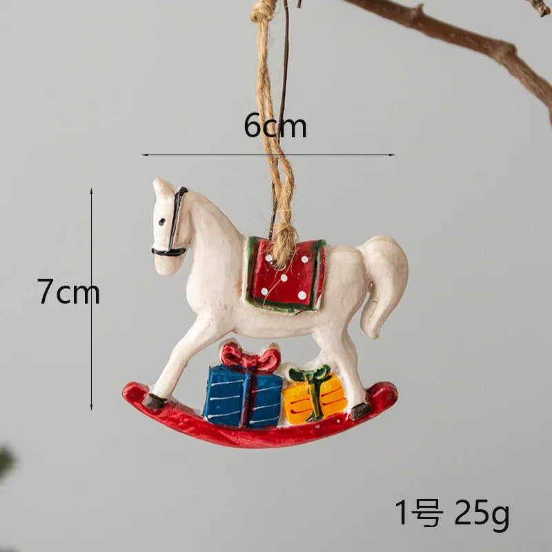 Merry Christmas Resin Santa angel Snowman Pendant