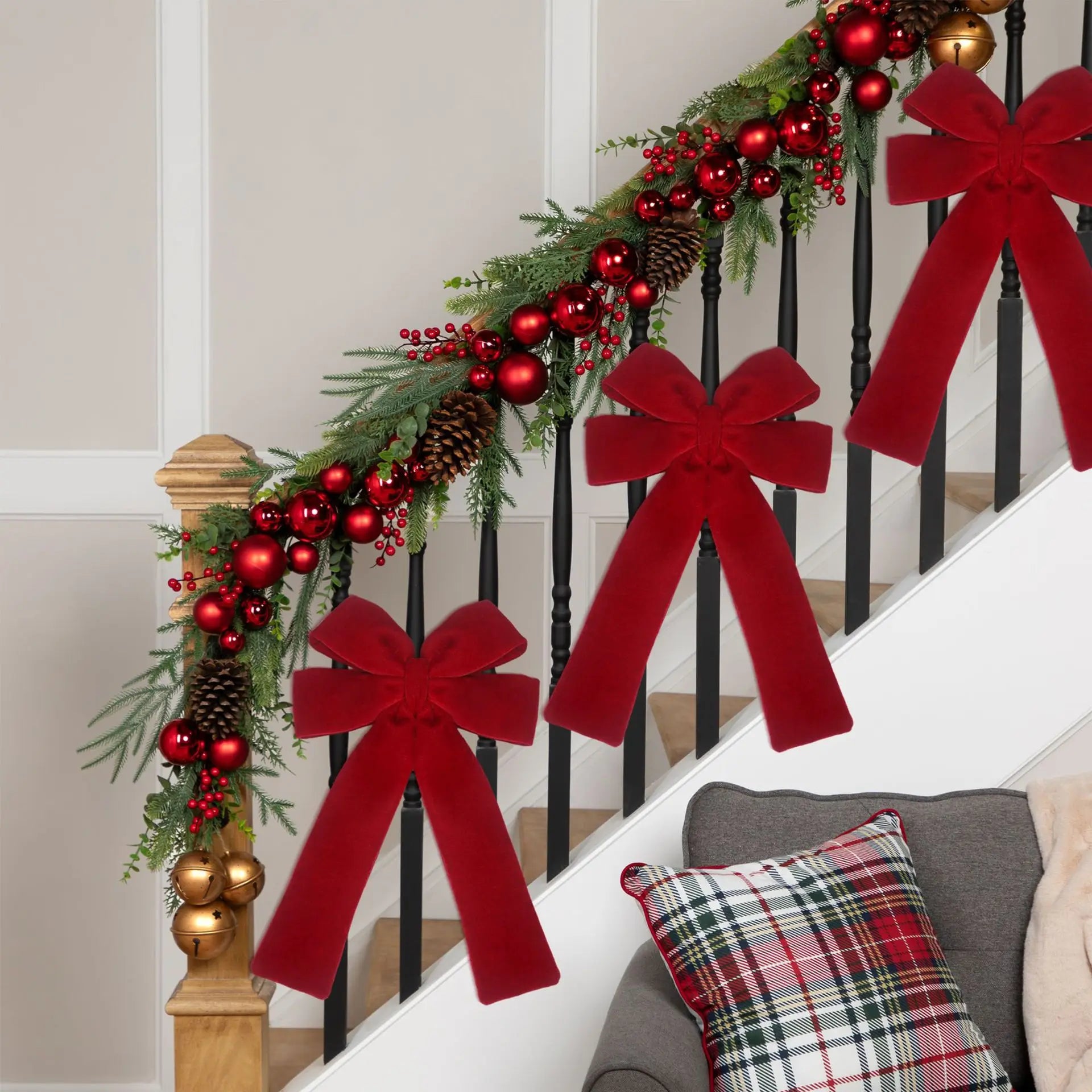 Red Christmas Bows Large Tree Topper Bow