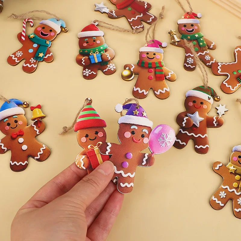 Christmas Gingerbread Man Ornaments Tree Wooden Hanging
