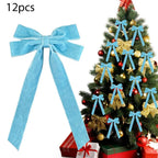 Velvet Bows Christmas Tree Decorations,Pink Large Topper