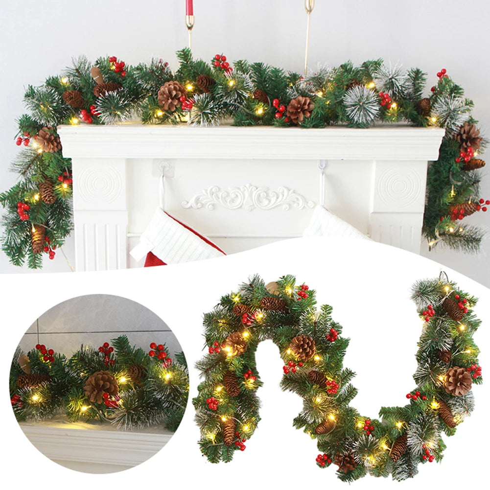 Christmas Pinecone & Red Berries Wreath Garland