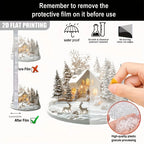 Elegant Acrylic Christmas Snowhouse Reindeer Scene Ornaments