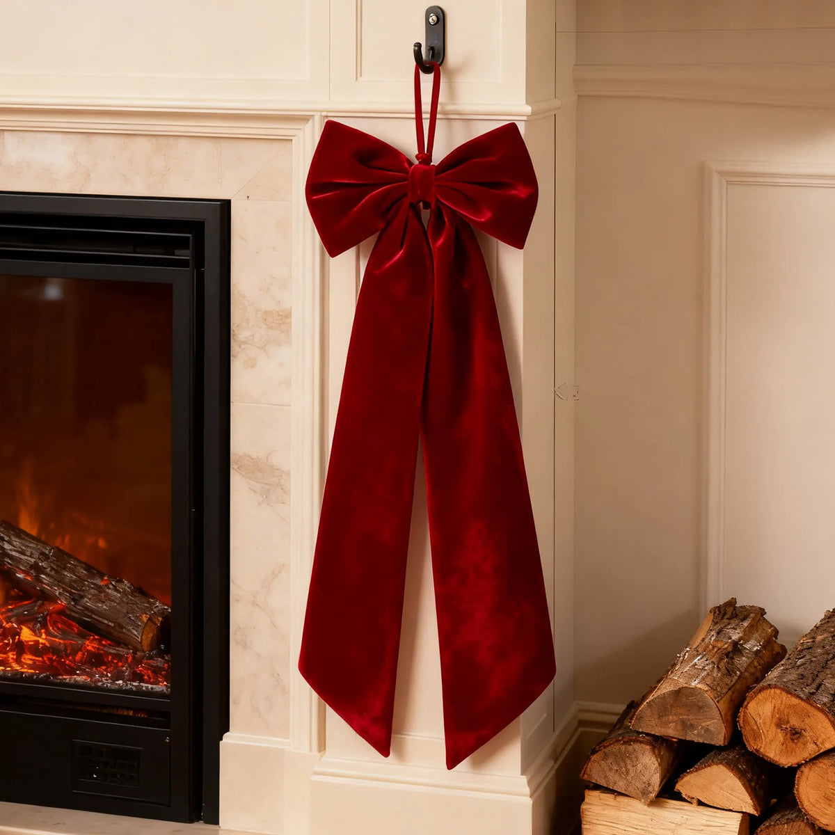 Christmas Bow Red Velvet Tree Toppers Ornament