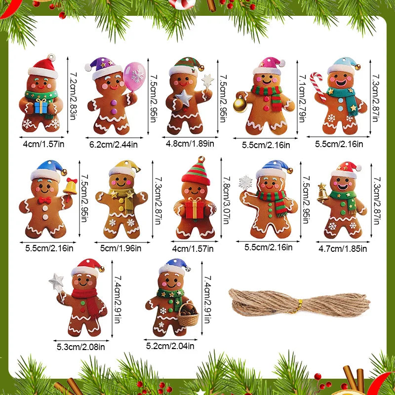 Christmas Gingerbread Man Ornaments Tree Wooden Hanging