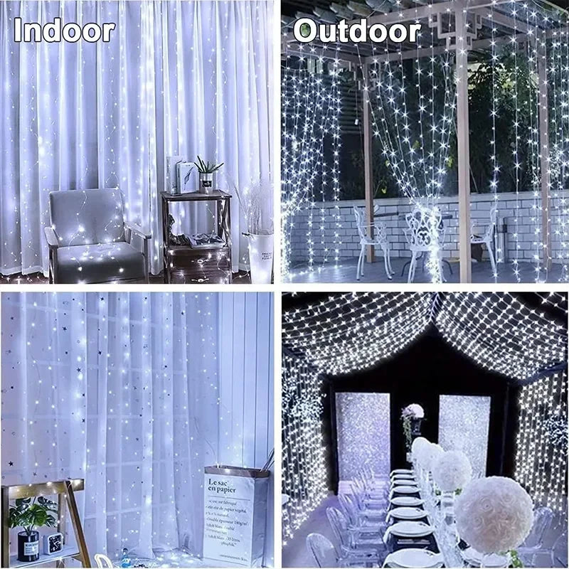 Twinkling Christmas Window Curtain Lights