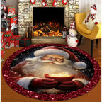 Santa Snowflake Round Holiday Rug