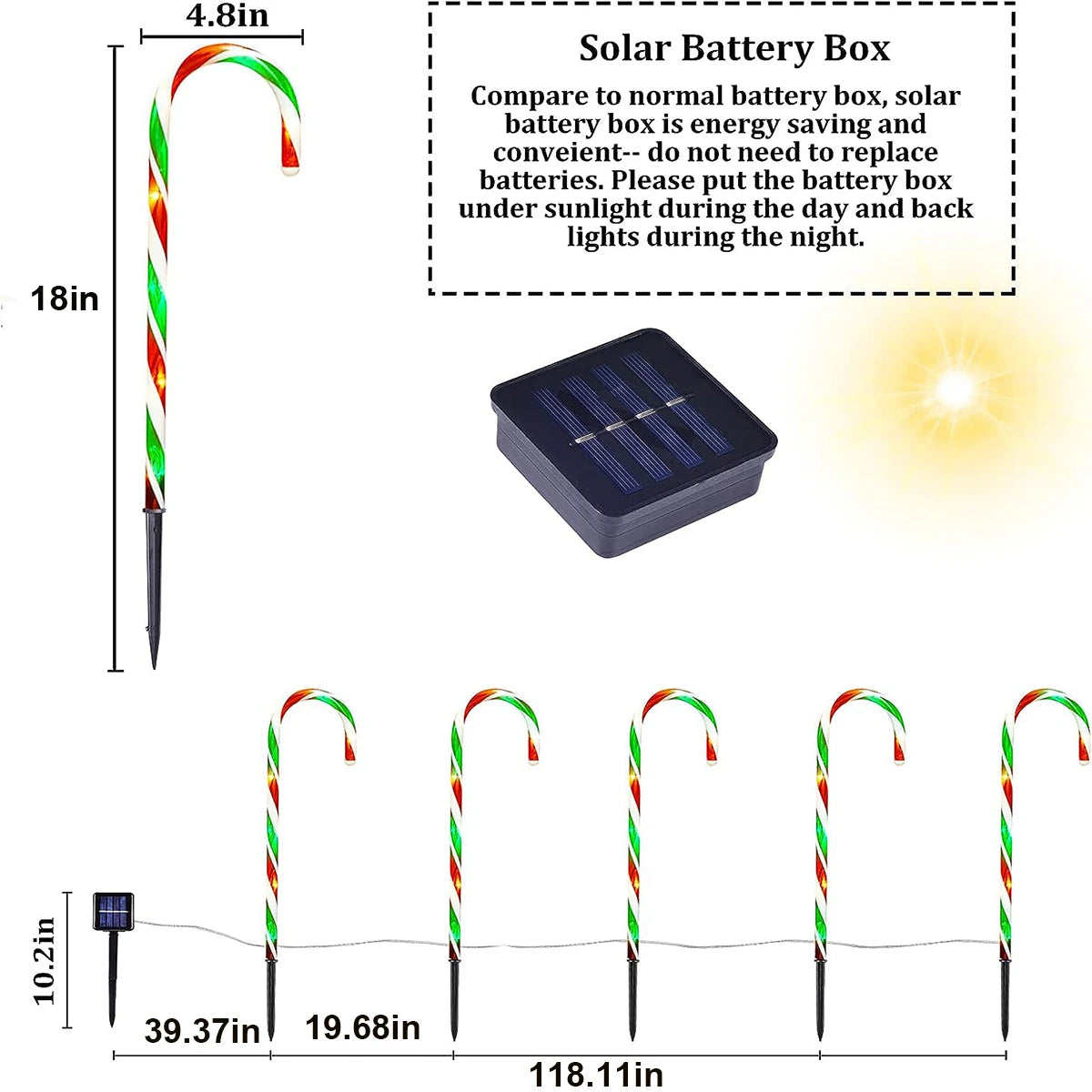 Solar Candy Cane Pathway Lights