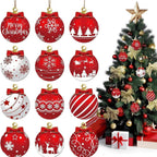 Red White Wooden Christmas Ball Ornament, Elk