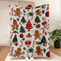 Ultra Soft Christmas Gingerbread Wonderland Print Flannel Throw Blanket