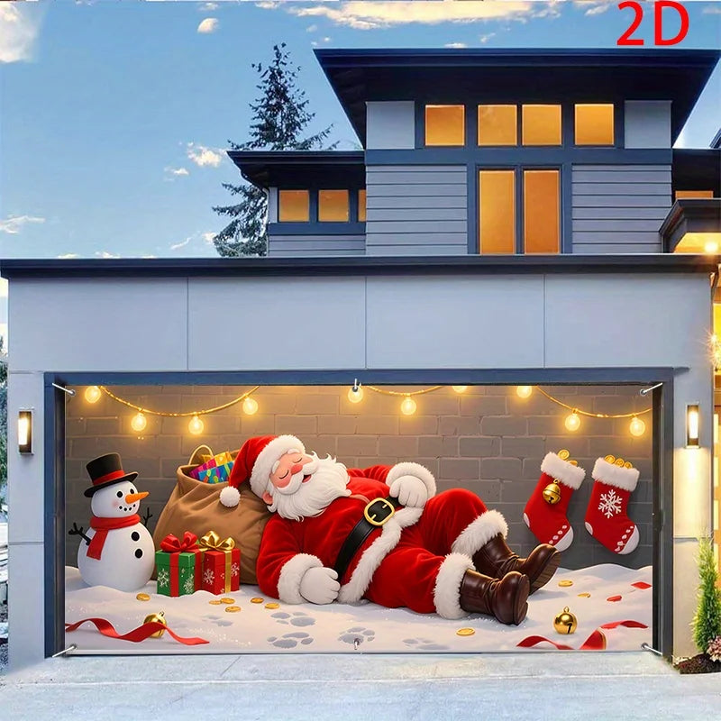 Christmas Santa Claus Garage Door Banner