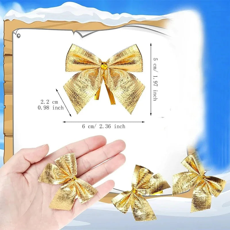 Mini Red and Gold Christmas Bows