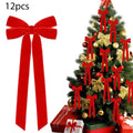 Velvet Bows Christmas Tree Decorations,Pink Large Topper