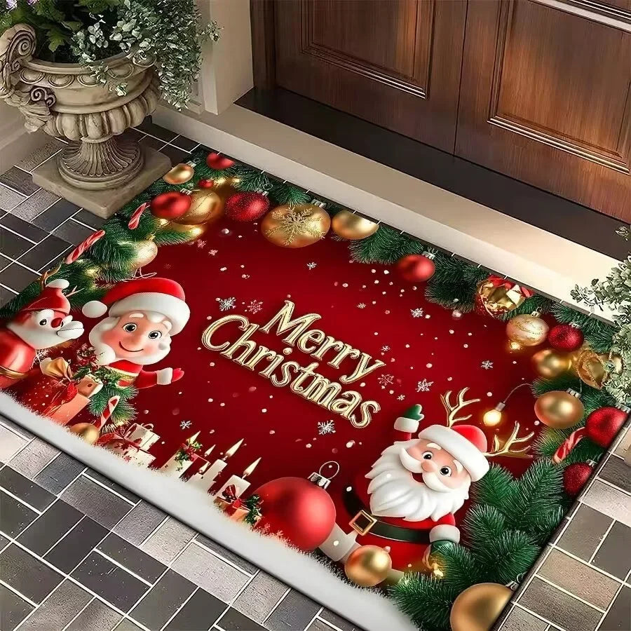 Santa and Reindeer Entryway Mat