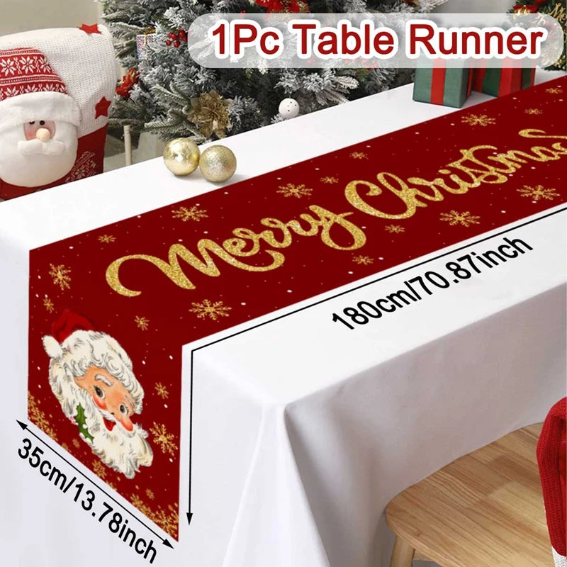 Santa Claus Christmas Table Runner Flag Noel