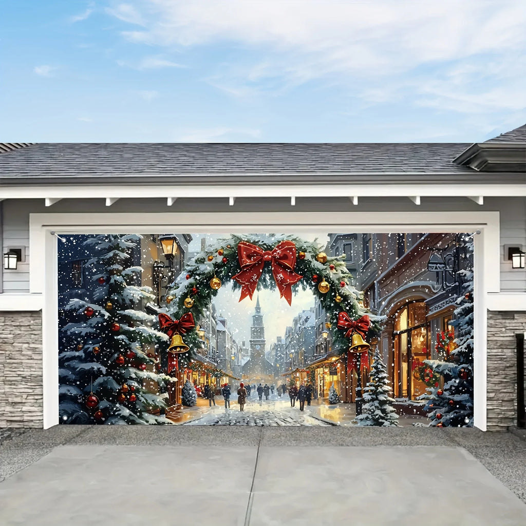 Christmas Winter Scene Garage Door Banner