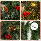 Christmas Garland Wreath With Pinecones Red Berries
