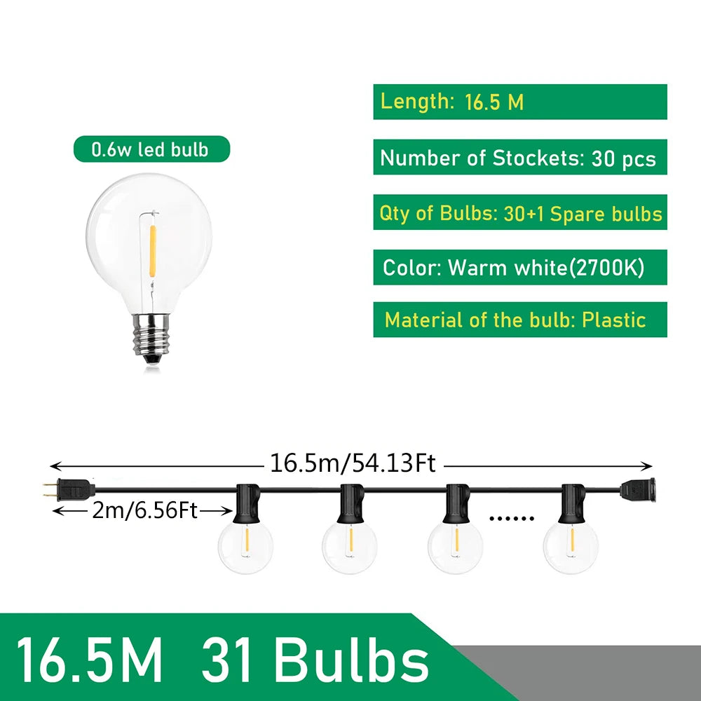 Festoon Patio Holiday String Lights
