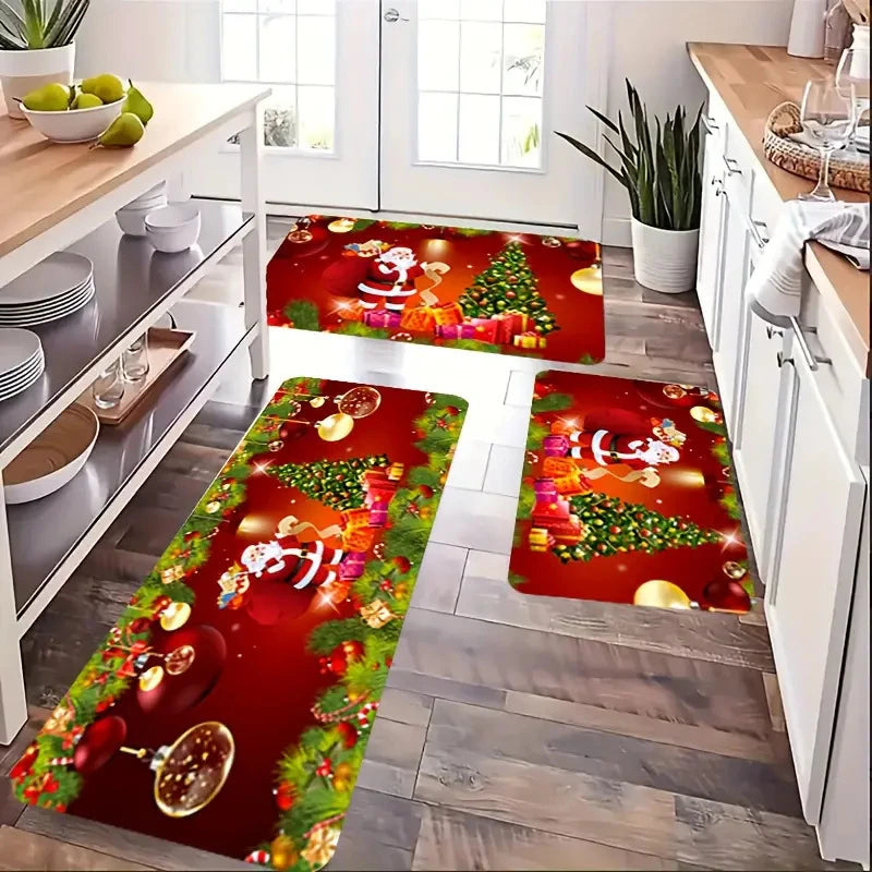 Christmas Cookies Tree Red Color Floor Mat