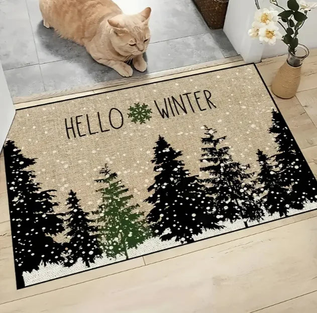 Cheerful Christmas Gnome Door Mat