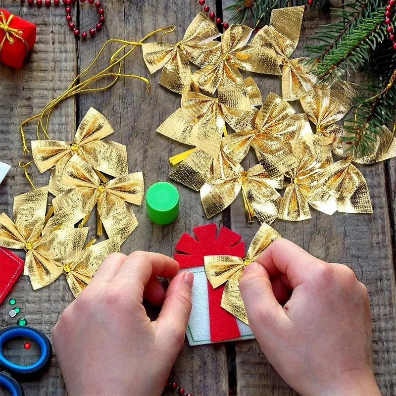 Mini Red and Gold Christmas Bows