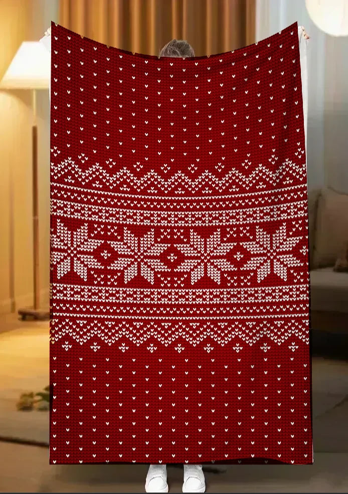 Red Sherpa Christmas Throw Blanket