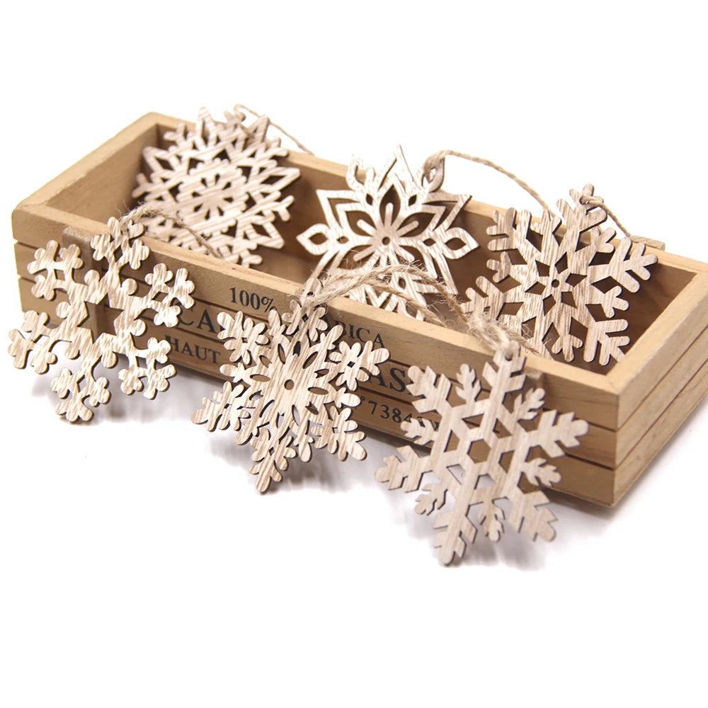 Box Wooden Hollow Snowflake Christmas Vintage Pendants